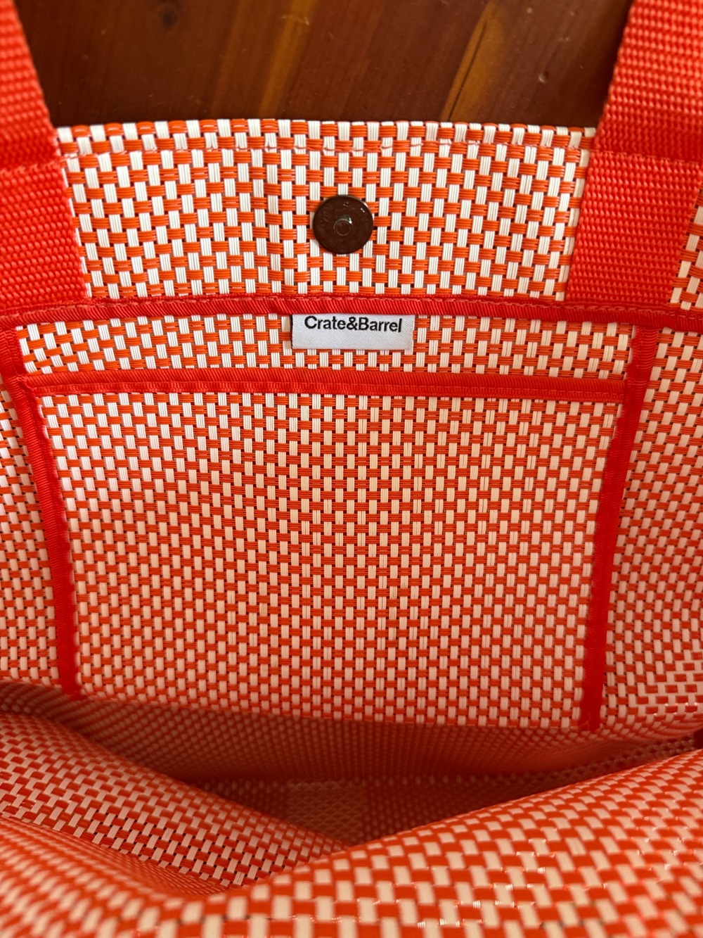 Crate&Barrel Orange Patterned Tote - Picture 2 of 2